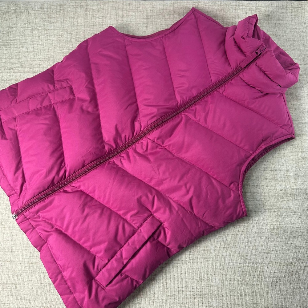 Lands' End Women's Small Magenta Down Puffer Vest Quilted Full Zip